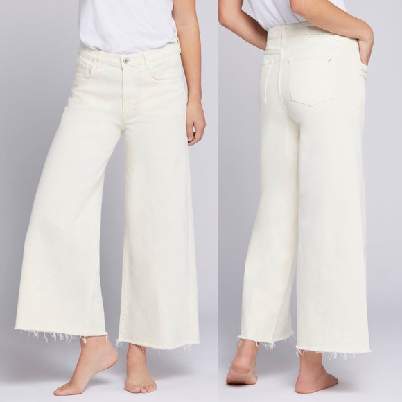 Current Elliot The Dusty Wide Leg Jean In Lime Stone Wash White Sz 29 High Rise - Picture 1 of 12